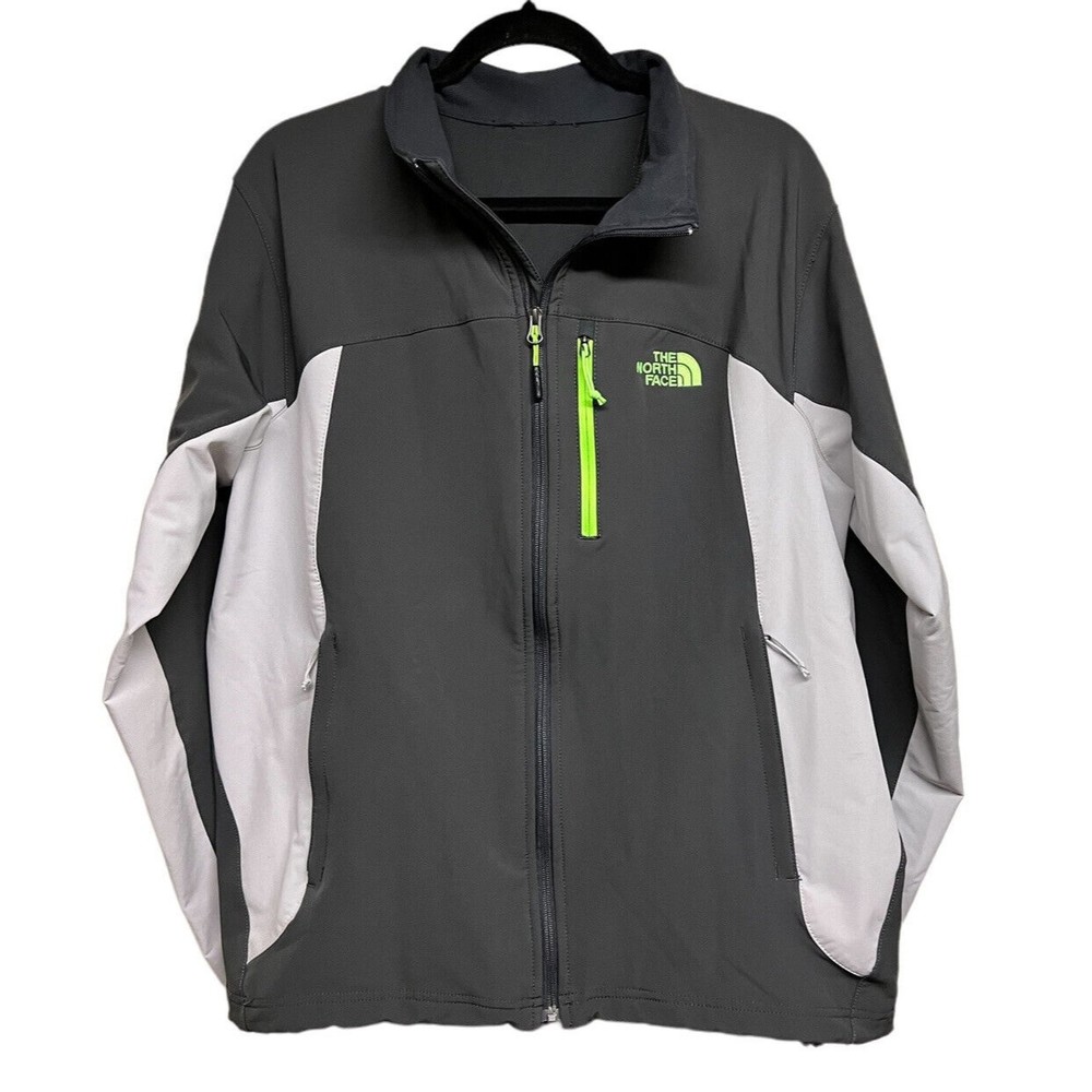 THE NORTH FACE MEN’S TWO TONE GRAY WINDFALL JACKET GREEN LOGO SIZE XL?